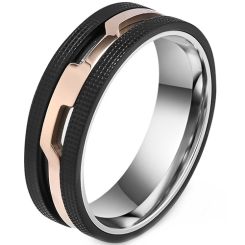 **COI Titanium Black Rose/Silver Ring-8647AA