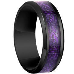 **COI Black Titanium Purple Dragon Beveled Edges Ring-8679AA