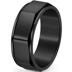 **COI Titanium Black/Gold Tone/Silver Step Edges Ring-8718