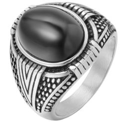 **COI Titanium Black Silver Ring With Black Onyx-8720