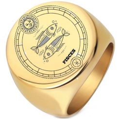**COI Titanium Gold Tone/Silver Ring With Custom Zodiac Sign-8753