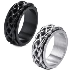 **COI Titanium Black/Silver Celtic Claddagh Rotating Ring-8758