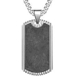 **COI Titanium Black/Silver Dog Tag Pendant With Carbon Fiber-8786