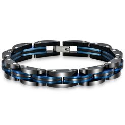 COI Titanium Black Blue Bracelet With Steel Clasp(Length: 8.27 inches)-8789