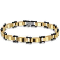 COI Titanium Black Gold Tone/All Black Bracelet With Steel Clasp(Length: 8.27 inches)-8790