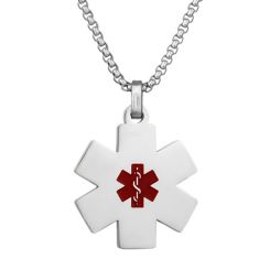 **COI Titanium Black/Blue/Gold Tone/Silver Red Medical Alert Pendant-8823