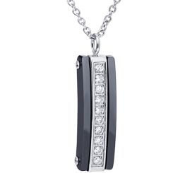 **COI Titanium Black/White Ceramic Pendant With Cubic Zirconia -8829