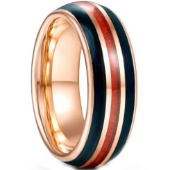 **COI Rose Tungsten Carbide Wood Dome Court Ring-8878
