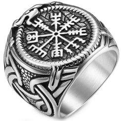 **COI Titanium Black Silver/Black Viking Ring-8927