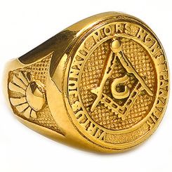 **COI Gold Tone Titanium Masonic Freemason Ring-8932AA
