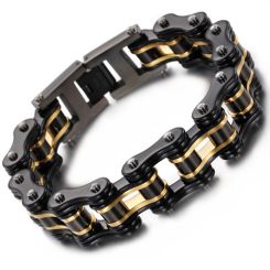 **COI Titanium Black Gold Tone Bracelet With Steel Clasp(Length: 8.26 inches)-8993AA
