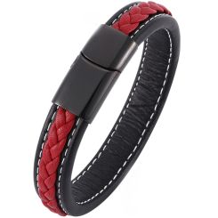 COI Titanium Black Blue Genuine Leather Bracelet With Steel Clasp(Length: 8.07 inches)-9006AA