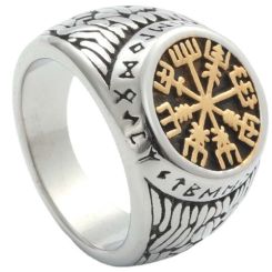 **COI Titanium Black Gold Tone/Silver Viking Ring-9010AA