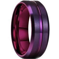 **COI Purple Titanium Center Groove Beveled Edges Ring-9047AA