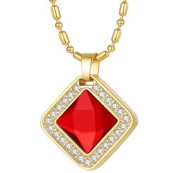 **COI Gold Tone Titanium Created Ruby/Sapphire/Emerald/Amethyst Pendant With Cubic Zirconia-9107AA