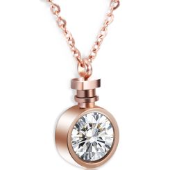**COI Rose Titanium Necklace With Cubic Zirconia(Length: 21.7 inches)-9109AA