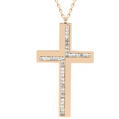 **COI Rose Titanium Cross Pendant With Cubic Zirconia-9112AA