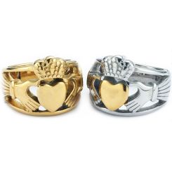 **COI Titanium Gold Tone/Gold Tone Silver Mo Anam Cara Claddagh Ring-9120AA