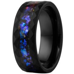 **COI Black Tungsten Carbide Crushed Opal Faceted Ring-9170AA