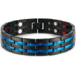 COI Titanium Black Blue Bracelet With Steel Clasp(Length: 8.46 inches)-9196AA