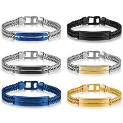 COI Titanium Black Blue Gold Tone Silver Bracelet With Steel Clasp(Length: 7.87 inches)-9197AA