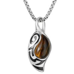 **COI Titanium Black Silver Pendant With Tiger Eye-9261AA