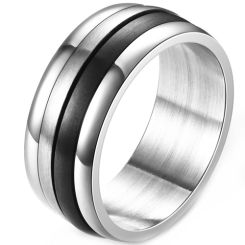 **COI Titanium Black Silver Rotating Ring-9272AA