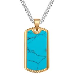 **COI Gold Tone Titanium Turquoise Pendant-9273AA