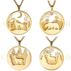 **COI Titanium Gold Tone/Silver Pendant With Animal & Tree-9297AA