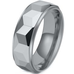 **COI Tungsten Carbide Faceted Step Edges Ring-9313AA