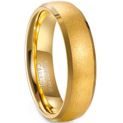 **COI Gold Tone Tungsten Carbide Sandblasted Beveled Edges Ring-9328BB