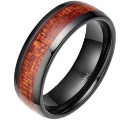 **COI Black Ceramic Dome Court Ring With Wood-9336BB