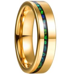 **COI Gold Tone Tungsten Carbide Crushed Opal Pipe Cut Flat Ring-9375BB