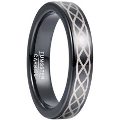 **COI Black Tungsten Carbide Celtic Pipe Cut Flat Ring-9378BB