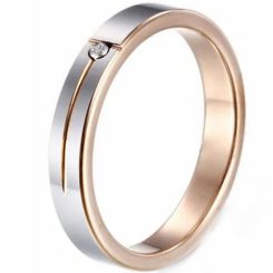 **COI Tungsten Carbide Rose Silver Groove Ring With Cubic Zirconia-9390BB