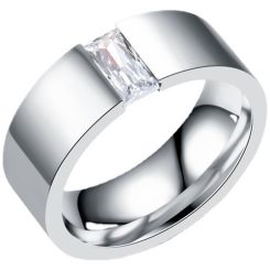 **COI Titanium Solitaire Ring With Cubic Zirconia-9416AA