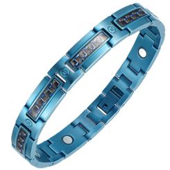 **COI Blue Titanium Carbon Fiber Bracelet With Steel Clasp(Length: 8.27 inches)-9448AA