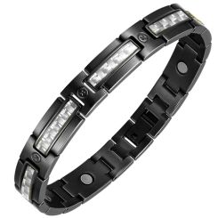 **COI Black Titanium Carbon Fiber Bracelet With Steel Clasp(Length: 8.27 inches)-9449AA