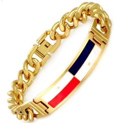 **COI Gold Tone Titanium Black White Red Bracelet With Steel Clasp(Length: 8.07 inches)-9492AA