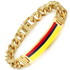 **COI Gold Tone Titanium Black Red Yellow Bracelet With Steel Clasp(Length: 8.66 inches)-9493AA