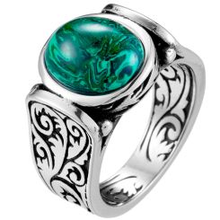 **COI Titanium Black Silver Ring With Created Green Emerald-9495AA