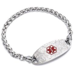**COI Titanium Gold Tone/Silver Medical Alert Bracelet With Steel Clasp(Length: 8.27 inches)-9547AA