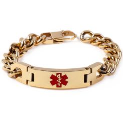 **COI Gold Tone Titanium Medical Alert Bracelet With Steel Clasp(Length: 7.87 inches)-9549AA