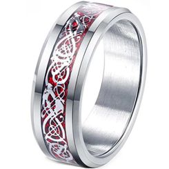 **COI Titanium Dragon Beveled Edges Rotating Ring-9550AA