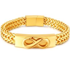 **COI Gold Tone Titanium Infinity Bracelet With Steel Clasp(Length: 8.27 inches)-9564AA