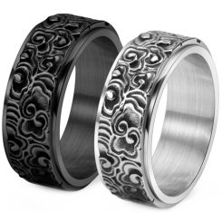 **COI Titanium Black/Silver Floral Celtic Rotating Ring-9675AA