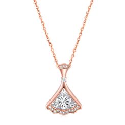 **COI Rose Titanium Necklace With Cubic Zirconia(Length: 17.7 inches)-9702AA