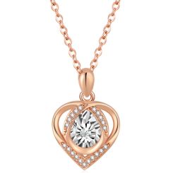 **COI Rose Titanium Heart Necklace With Cubic Zirconia(Length: 17.7 inches)-9703AA