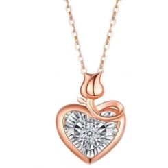 **COI Rose Titanium Tulip Heart Necklace With Cubic Zirconia(Length: 17.7 inches)-9704AA