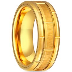 **COI Gold Tone Tungsten Carbide Brick Pattern Tire Tread Ring-9735AA